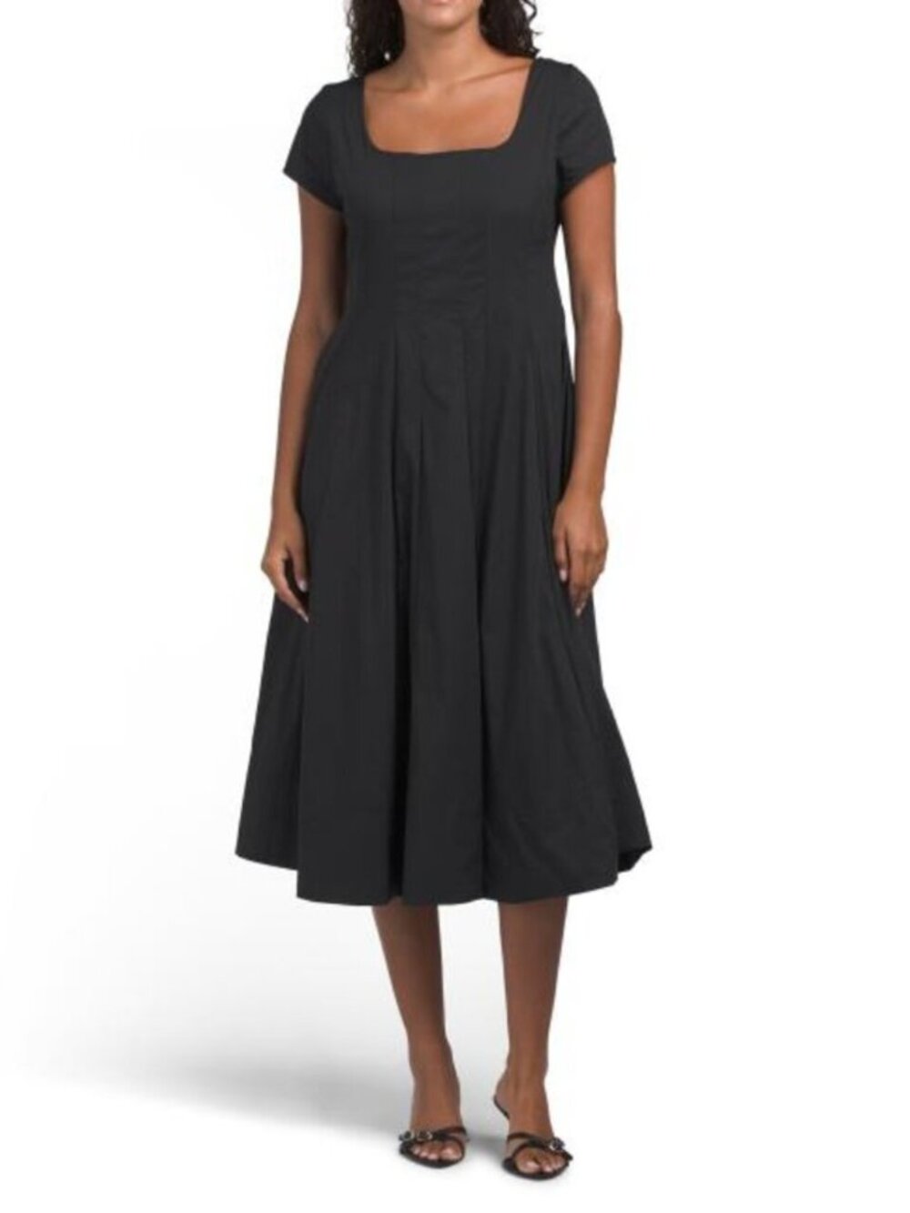 ELLEN TRACY Stretch Poplin Cap Sleeve Paneled Dress
